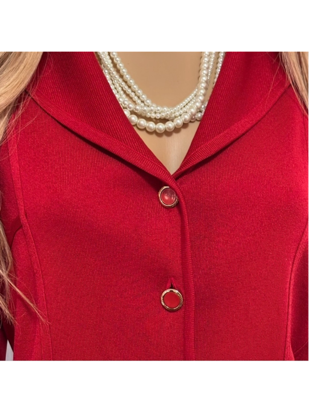 GORGEOUS EXCLUSIVELY MISOOK SOLID RED KNIT BLAZER IN EXCELLENT CONDITION - Picture 7 of 7